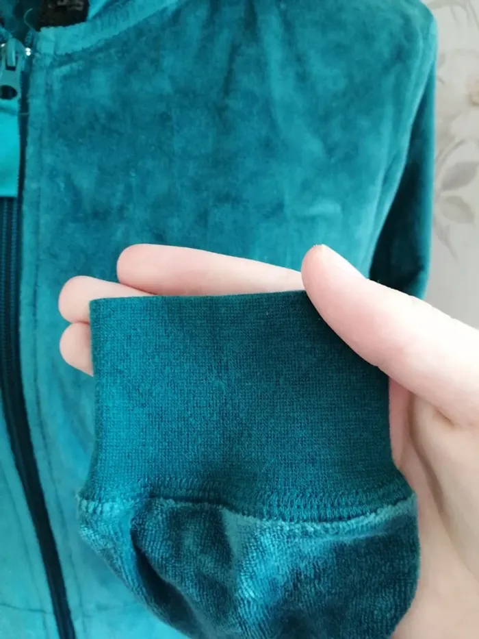 Veste turquoise à capuche en velours avec poches et strass / esmara / (S) - photo numéro 6