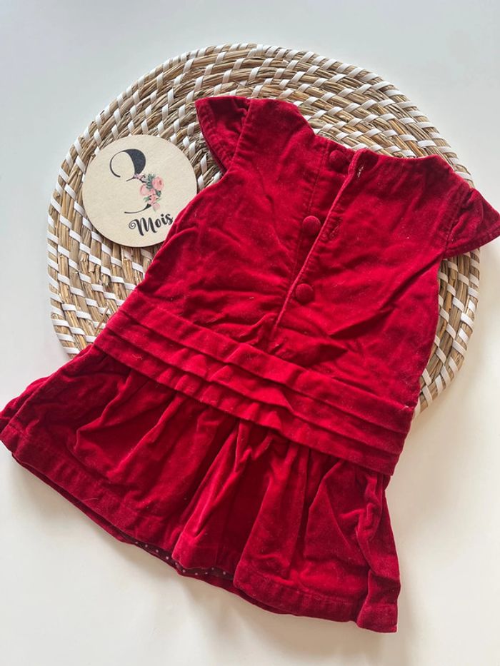 Robe velours rouge Obaibi - taille 3 mois - photo numéro 2