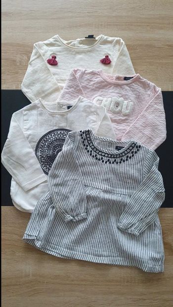 Lot de 4 tee-shirts manches longues 9 mois