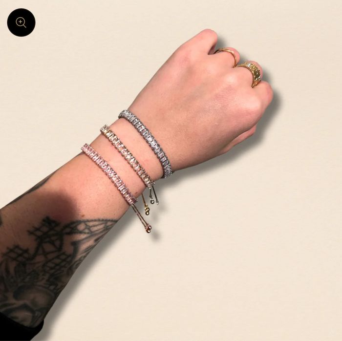 3 bracelets en acier inoxydable strass