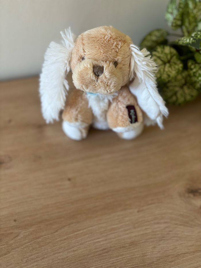 Doudou peluche chien beige blanc bandana kaloo - photo numéro 2