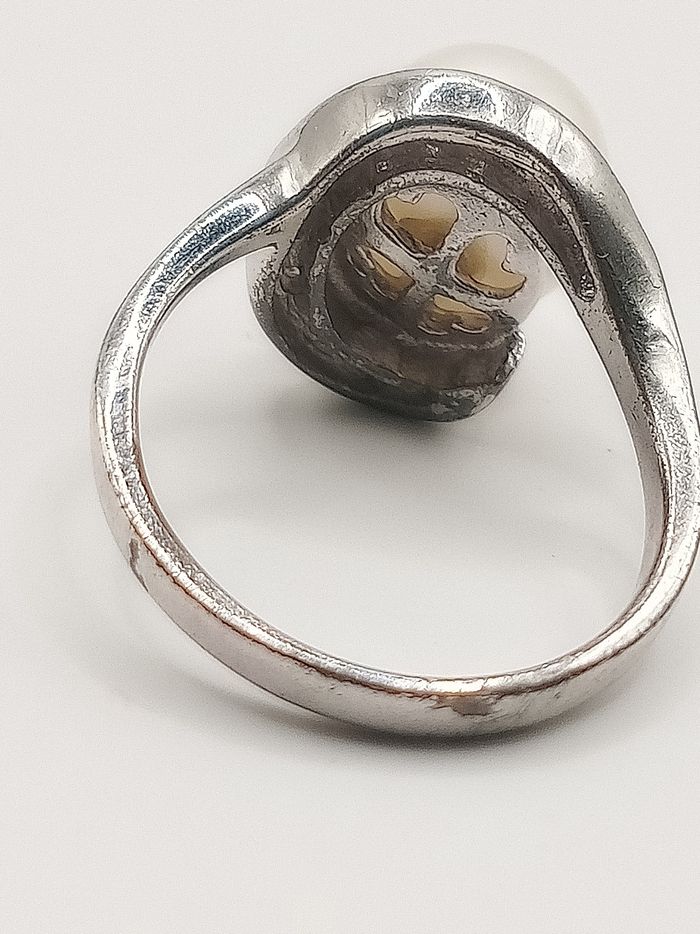 Anello vintage donna argento 925 zirconi perla misura 13.5 - photo numéro 7