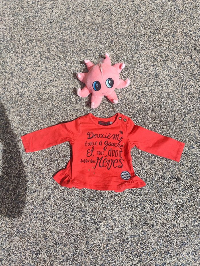 Joli haut catimini rouge fille 6 mois