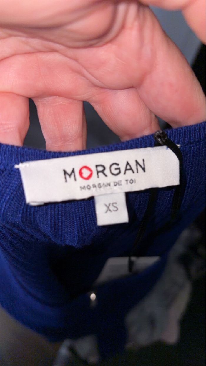 Morgan - Top côtelé zippé - Taille XS - Bleu Roi - Neuf avec étiquette - photo numéro 7