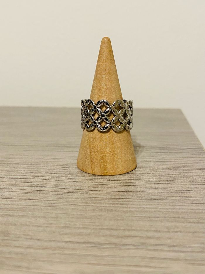 Bague épaisse ajustable argenté matelassée acier inoxydable - photo numéro 2