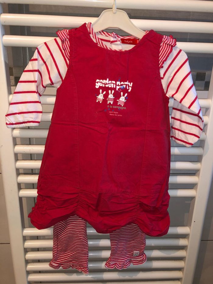 Ensemble robe et combipantalon taille 12 mois en tbe à 5 euros