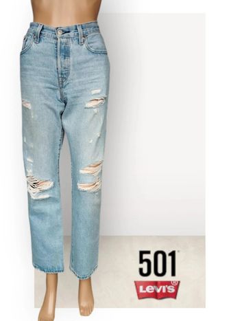 Jean Levis Strauss 501 premium , coupe straight large destroy ,taille haute ,100 % coton S / 36 / 8·