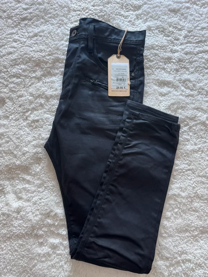 ean Teddy Smith "Alpha Carrot" Homme - Noir Ciré - W33 L34 (42 L) Neuf avec Étiquette