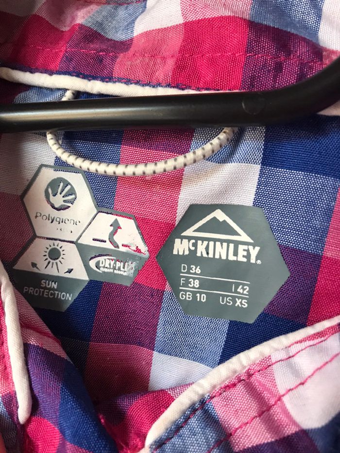 Chemise randonnée manches courtes à carreaux bleu et rose femme Mc Kinley 38 - photo numéro 3