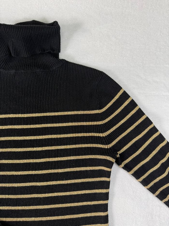 Pull à col roulé Ralph Lauren Femme Taille S Rayé Noir et Jaune, Parfait État - photo numéro 7
