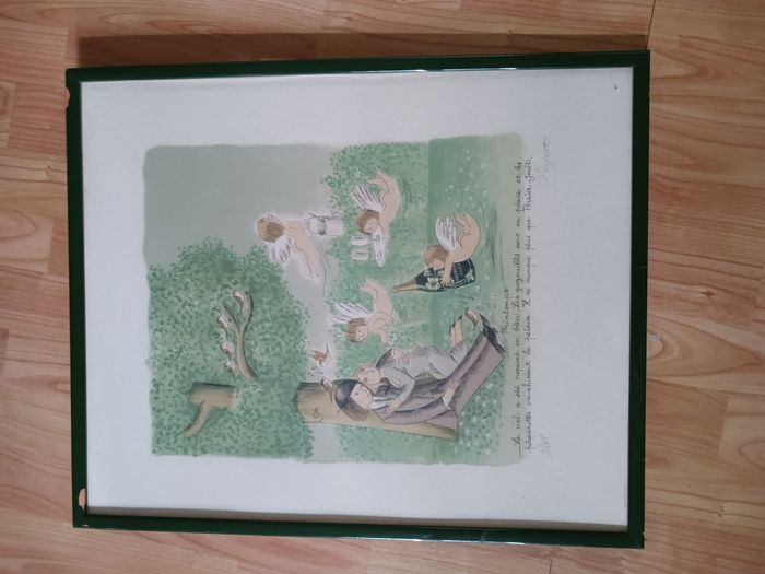 tableau cadre vert Peyret 57 x 47 cm