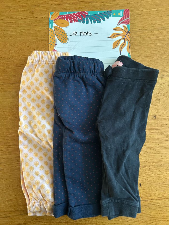Lot de pantalon/jogging fille - 3 pièces - 12 mois - photo numéro 3