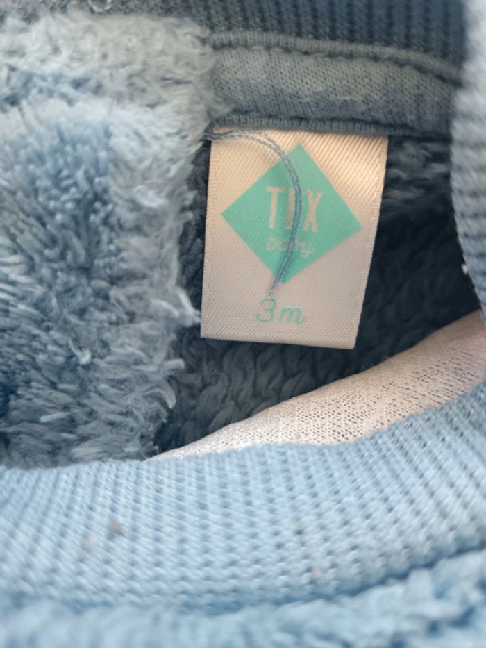 🌞 Pull bleu a pois et inscription happy 3 mois tex - photo numéro 4