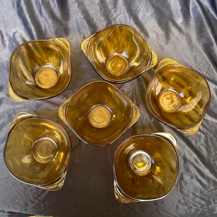 6 bols à oreilles Vereco ambre neufs - photo numéro 4
