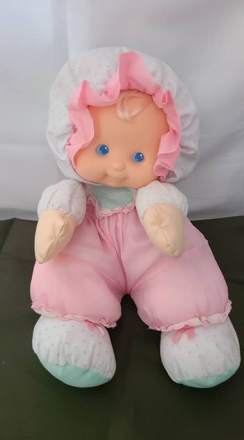 vintage Puffalump Kids Pink Plush doll Bib Fisher Price des années 1990