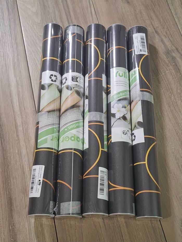 Lot 5 rouleau papier peint autocollant décoration mur meuble chambre salle de bain noir