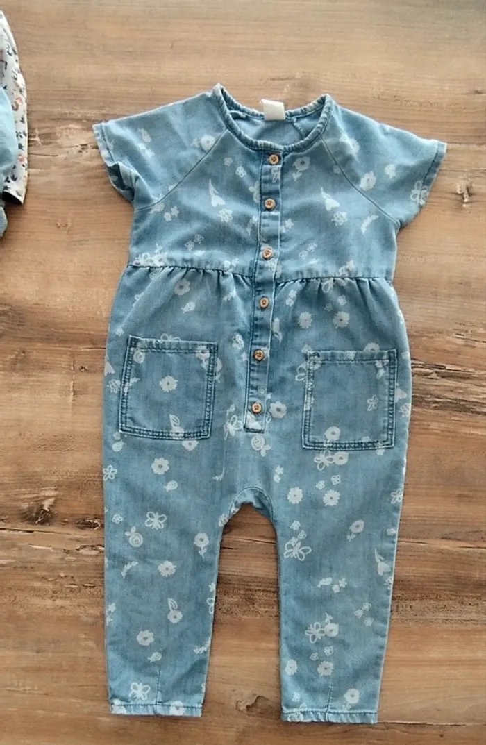 Salopette fleurie bleue h&m fille