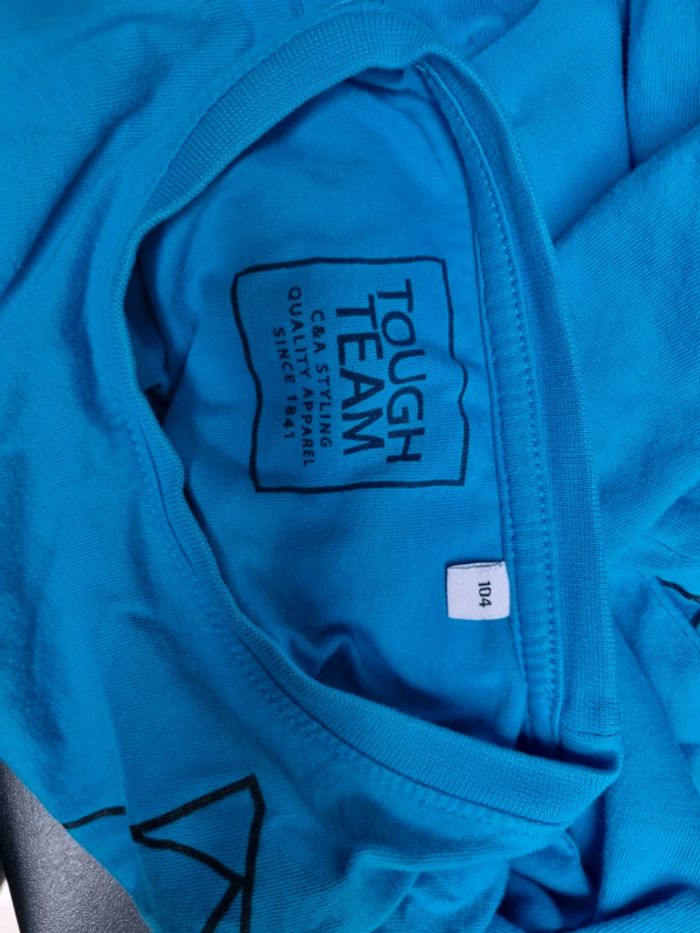 T-shirt longues manches bleu avec dinosaure noir - photo numéro 2