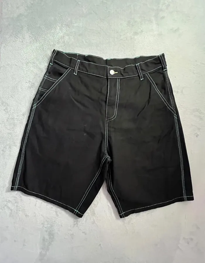 Short/Jort Stussy Black Embroidered Green Forest Big Logo Back – Taille XL - photo numéro 5