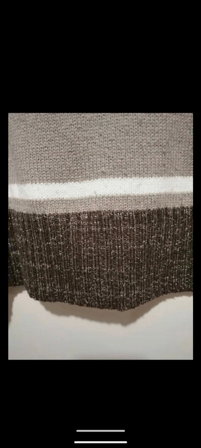 Pull col roulé vintage Women Only à rayures marron. Taille XL - photo numéro 3
