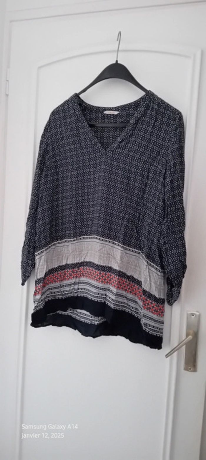 Tunique longue esprit bohème motif mosaïque bleu femme XL camaïeu - photo numéro 3