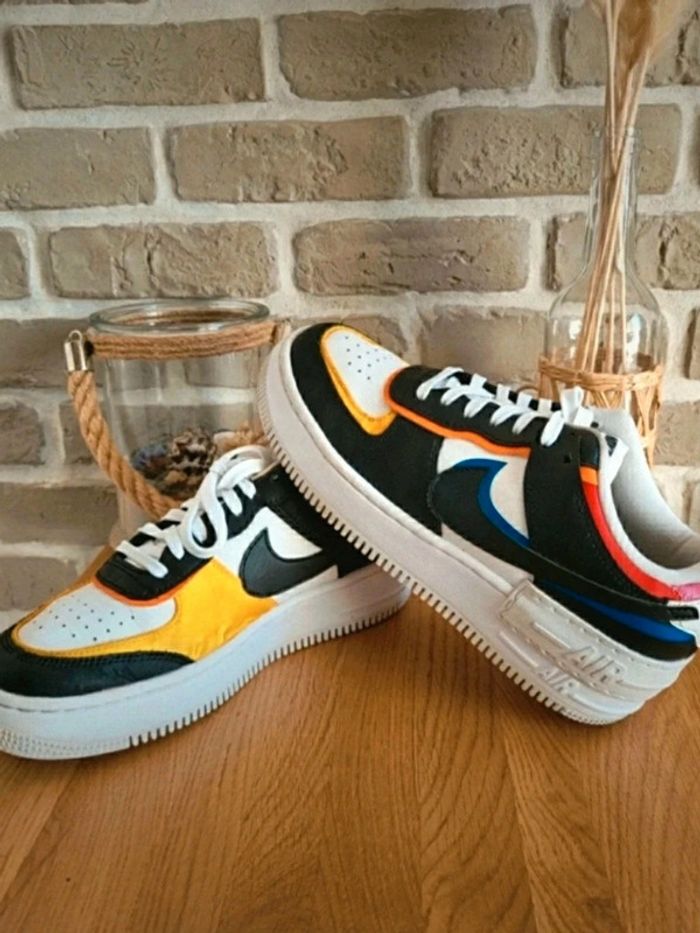 Baskets Sneakers Nike Air force 1 low shadow white black multi