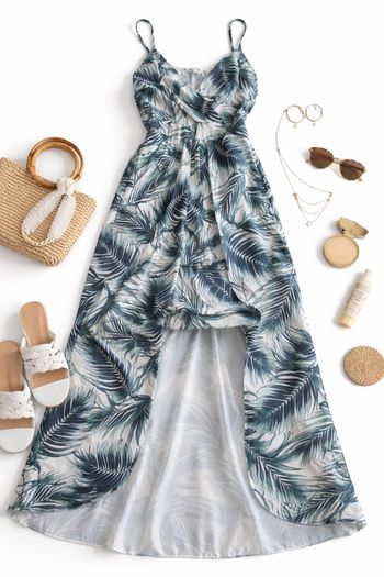 Robe longue imprimé tropical taille S 🌿