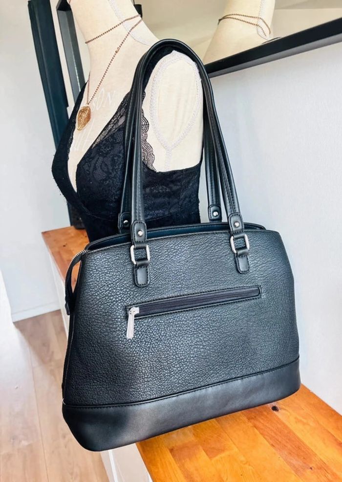 👜 sac à main fourre tout aspect cuir graine noir #davidjones - photo numéro 2