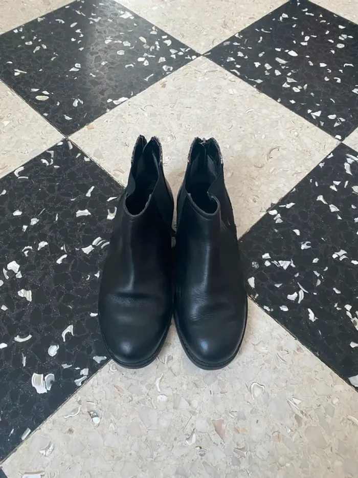 Bottines André noires cuir – T36 – fermeture zippée arrière