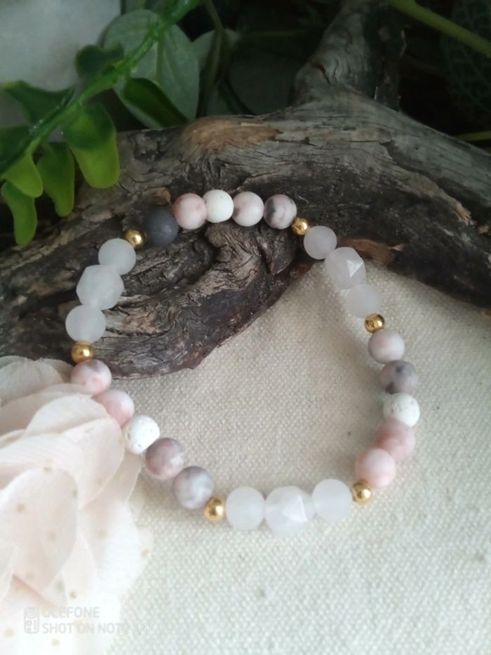 Bracelet bohème pierres naturelles rhodonite cristal de quartz pierres de lave