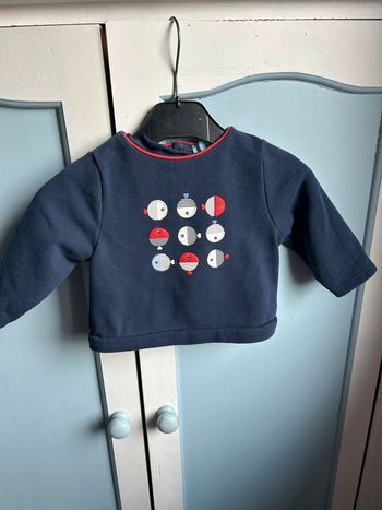 Sweat obaibi Marine avec poissons, 6 mois