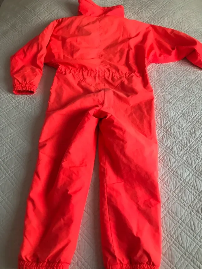 Salopette combinaison de ski rétro vintage orange fluo années 80 xs ou 12 ans - photo numéro 2
