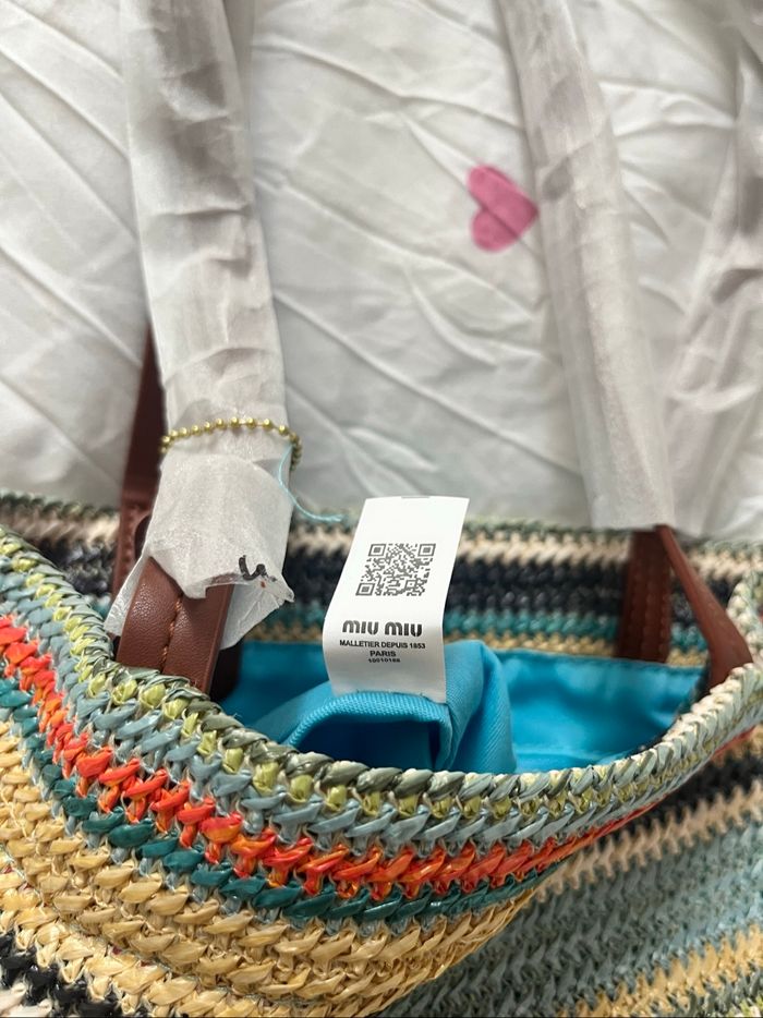Miu Miu sac cabas en crochet à rayures - photo numéro 3