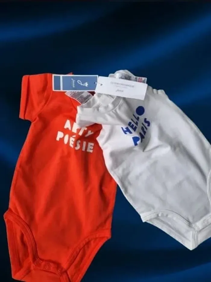 Lot de 2 bodys neufs Jacadi Paris blanc et orange 6 mois - photo numéro 13