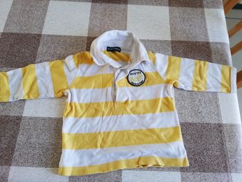 Polo 18 mois manches longues blanc/jaune petit pirate