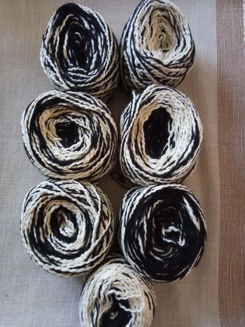 Lot de 7 Pelotes Fantaisie Blanc et Noir (575g)