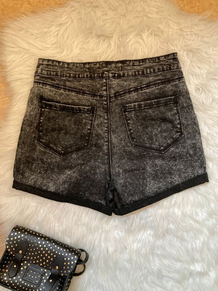 Short taille haute en jean noir délavé Primark Denim and co – Taille M / 38 - photo numéro 4