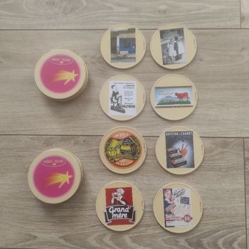 Dessous de verre vintage en métal et liège