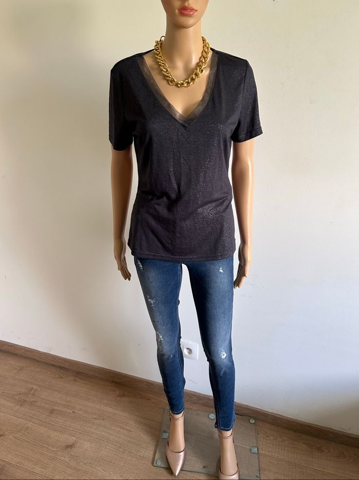 Teeshirt gris foncé pailleté à manches courtes Morgan taille M jamais porté - photo numéro 3