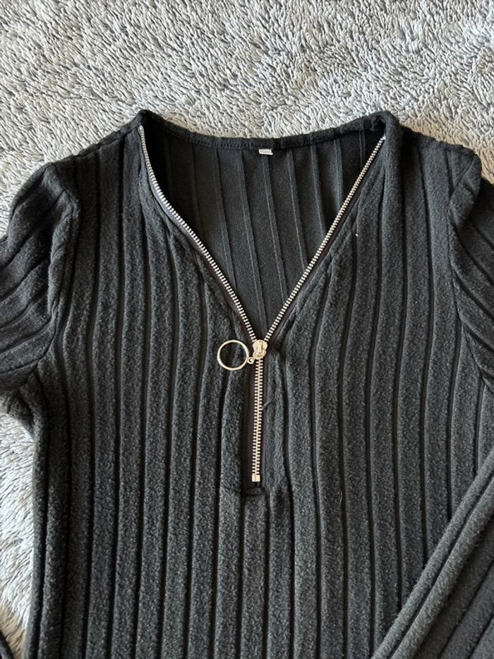 Robe noir décolleté zip femme - photo numéro 2