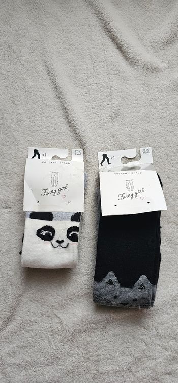 Lot de 2 collants chauds fille – Neufs, taille 4-5 ans