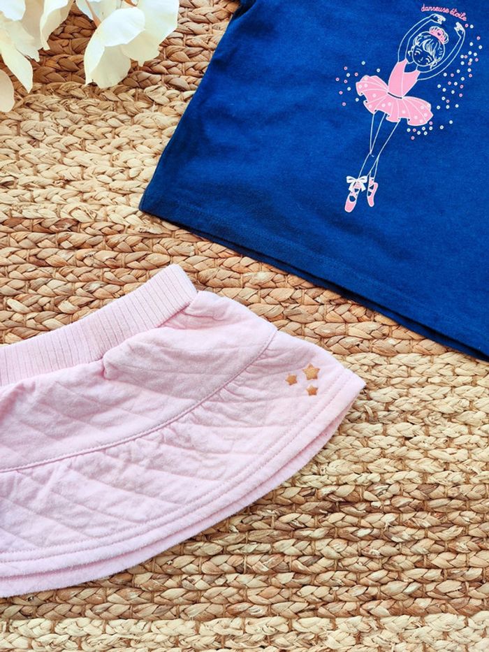 Ensemble été fille tee-shirt Lupilu avec jupe 12 mois - photo numéro 3