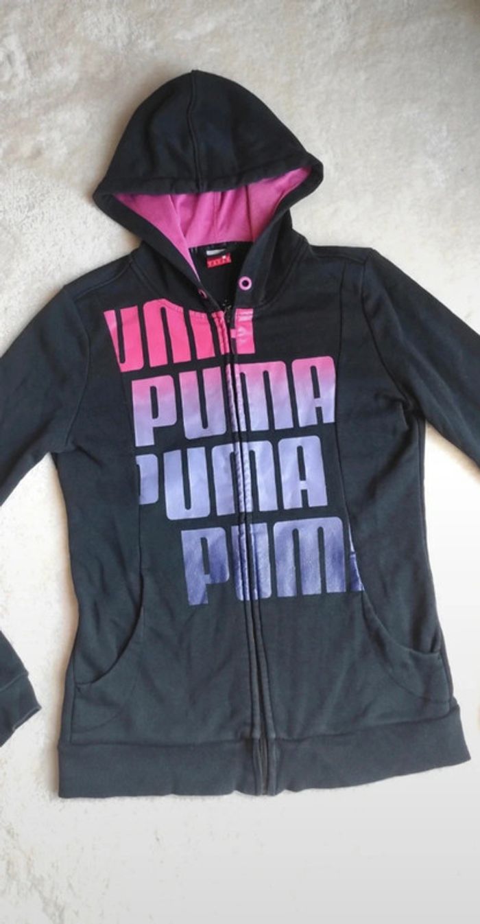 Gilet zippé à capuche Puma 40 femme noir rose et violet - photo numéro 2