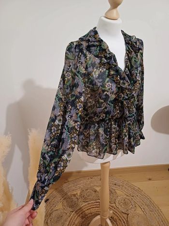 Blouse transparente cache-coeur Fleurie Mango taille S/M 36/38