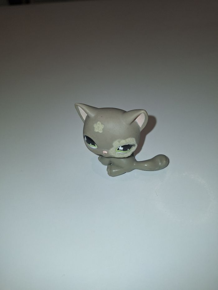 Petshop LPS chat gris yeux vers contour oeil gris et fleur