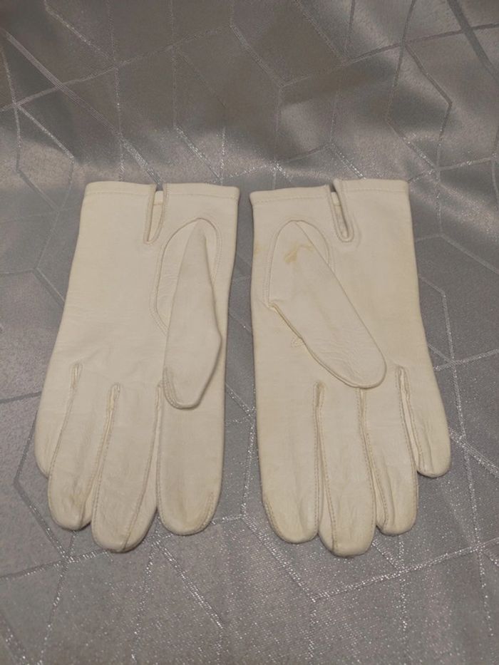 Gant en cuir blanc Buscarlet Millau - vintage taille 8 - photo numéro 2