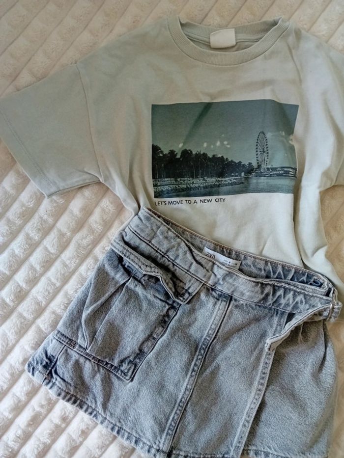 Ensemble jupe +t-shirt 6/7ans Zara 🩶🌼 - photo numéro 2