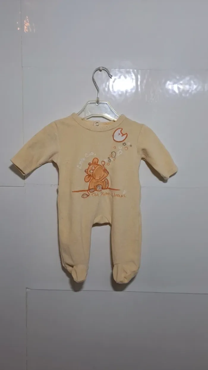 💚Pyjama bébé jaune "The River of Dreams" motif vache – T. 1 mois - photo numéro 2