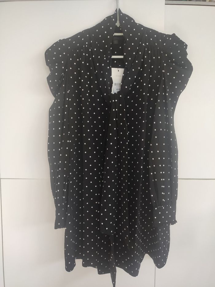 Zara tunique robe noire à pois S