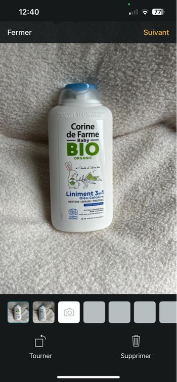 Liniment peau sensible Corinne de farme bio neuf sans étiquette bébé